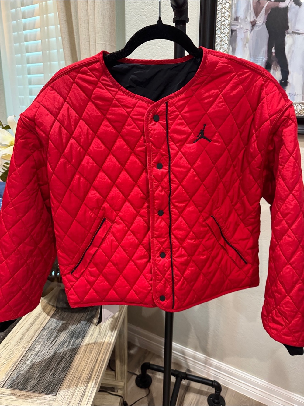 Jordan Black Jacket with Red Trim and Embroidered Jumpman reversible